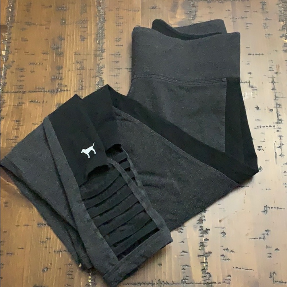 Pink Black and grey capris leggings